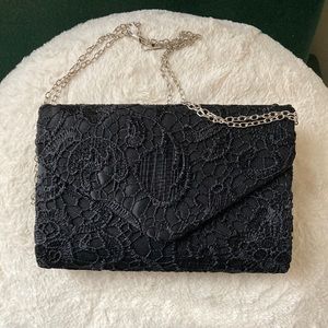 Black Lace Crossbody Clutch NWT